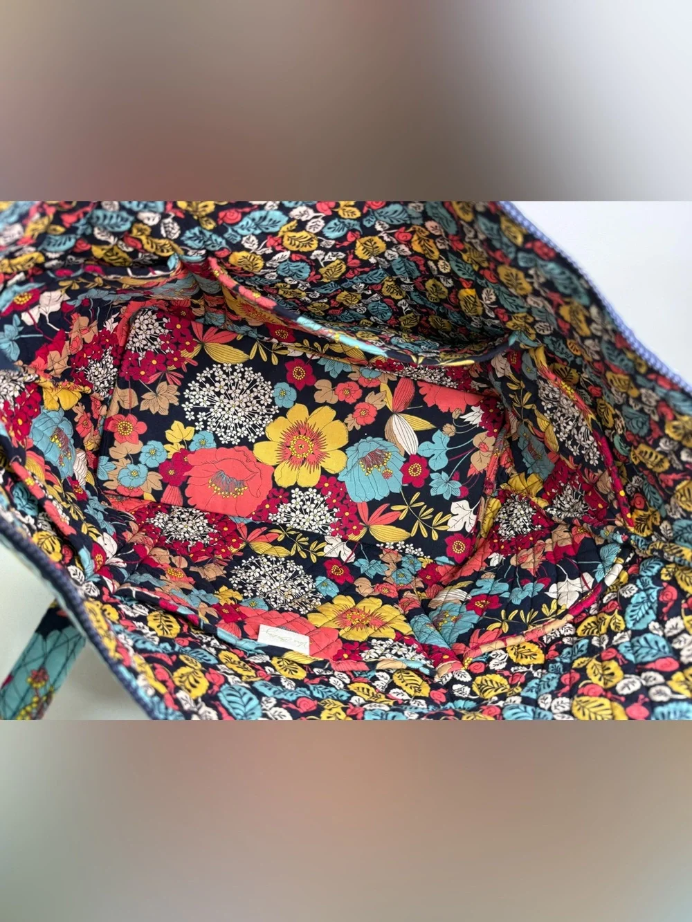 Vera Bradley XL Tote Bag Navy Floral Multicolor